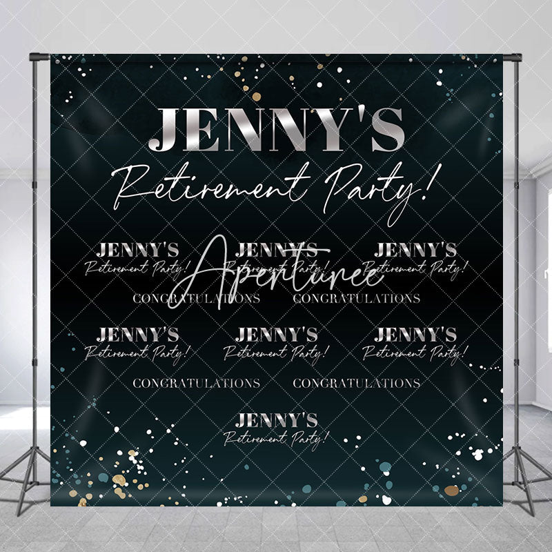 Aperturee - Aperturee Custom Name Glitter Green Retirement Party Backdrop