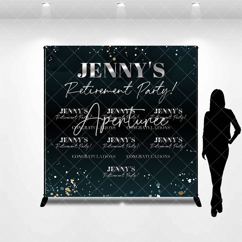 Aperturee - Aperturee Custom Name Glitter Green Retirement Party Backdrop