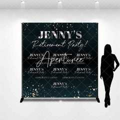 Aperturee - Aperturee Custom Name Glitter Green Retirement Party Backdrop