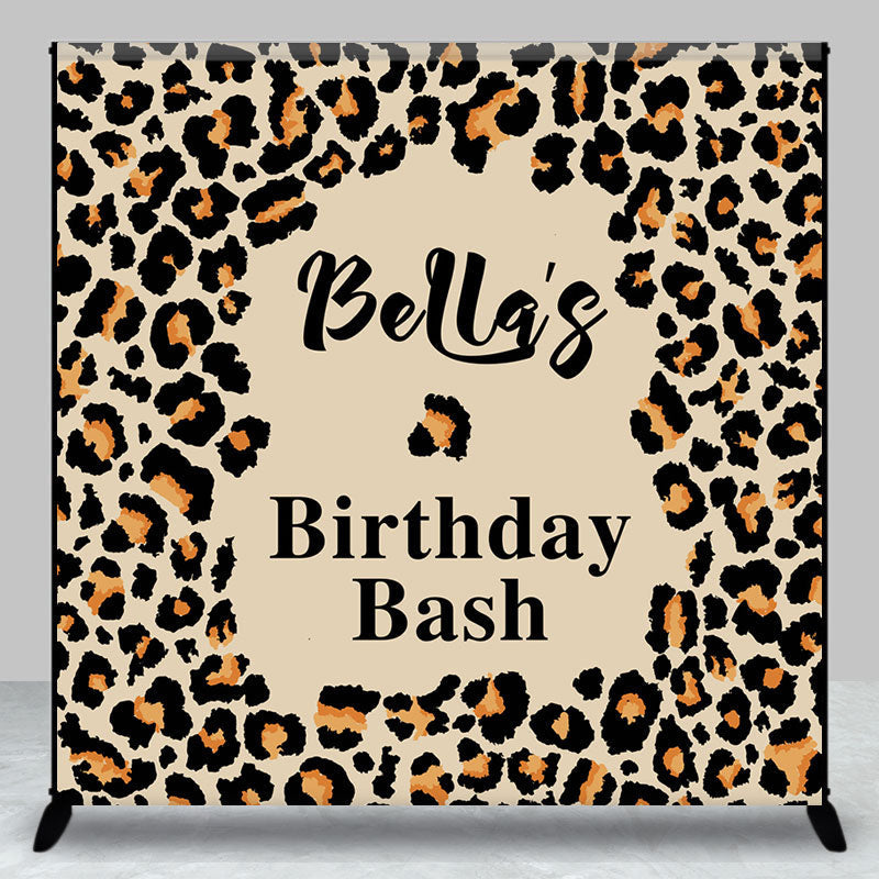 Aperturee - Aperturee Custom Name Leopard Print Birthday Bash Backdrop