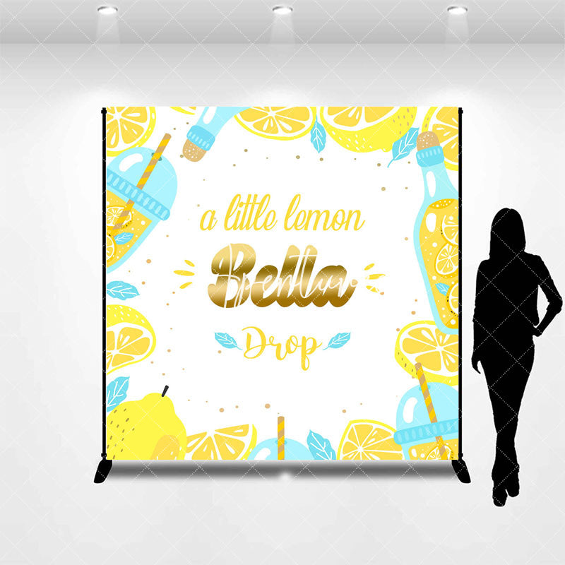 Aperturee - Aperturee Custom Name Little Lemon Drop Baby Shower Backdrop