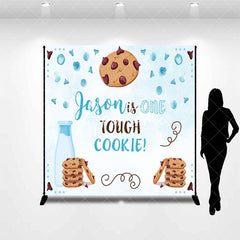 Aperturee - Aperturee Custom Name One Tough Cookie Blue Birthday Backdrop