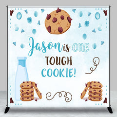 Aperturee - Aperturee Custom Name One Tough Cookie Blue Birthday Backdrop