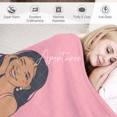 Aperturee - Aperturee Custom Name Pink Beauty Guru Girl Pattern Blanket