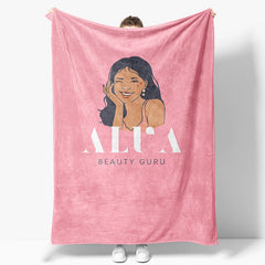 Aperturee - Aperturee Custom Name Pink Beauty Guru Girl Pattern Blanket