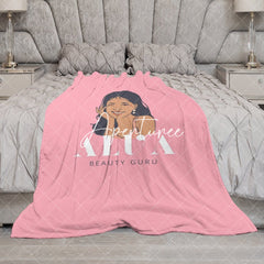 Aperturee - Aperturee Custom Name Pink Beauty Guru Girl Pattern Blanket