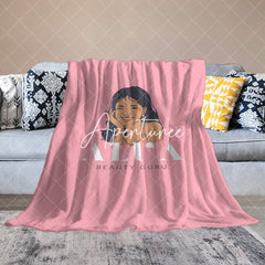 Aperturee - Aperturee Custom Name Pink Beauty Guru Girl Pattern Blanket