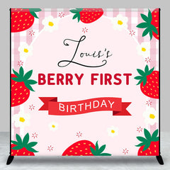 Aperturee - Aperturee Custom Name Pink Fruit Berry First Birthday Backdrop