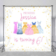 Aperturee - Aperturee Custom Name Princess Dress 6th Birthday Backdrop