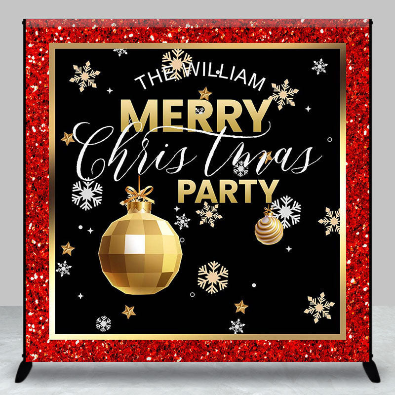 Aperturee - Aperturee Custom Name Red Black Gold Merry Christmas Backdrop