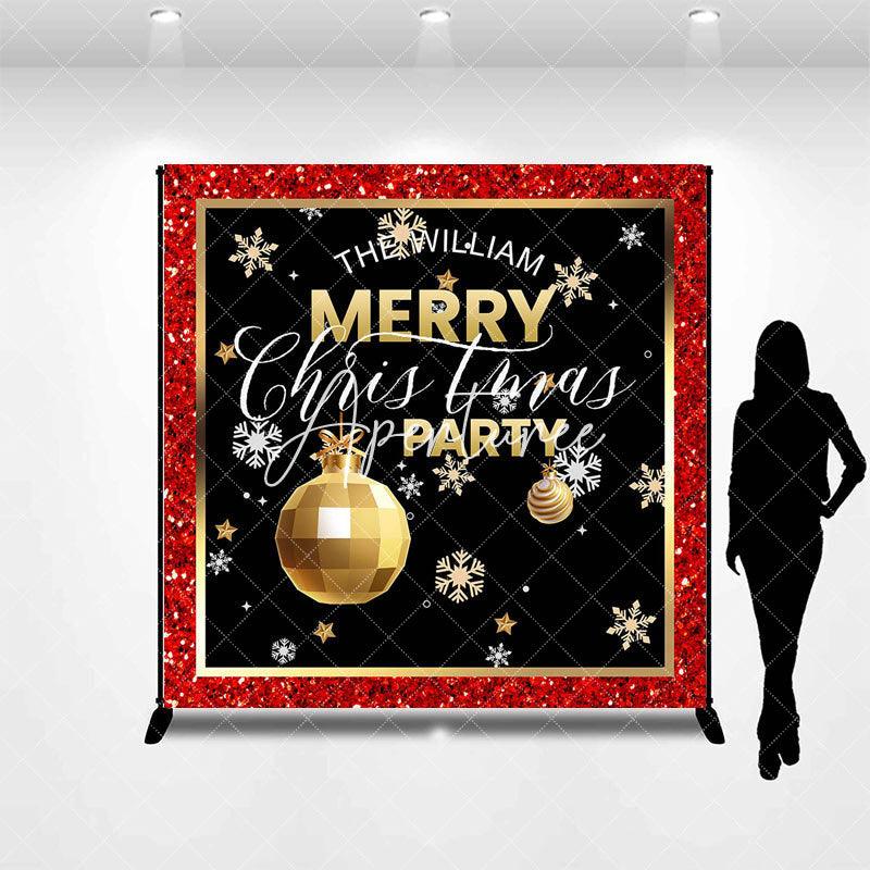 Aperturee - Aperturee Custom Name Red Black Gold Merry Christmas Backdrop