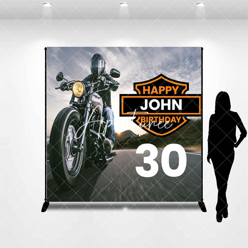 Aperturee - Aperturee Custom Name Road Motorcycle 30th Birthday Backdrop