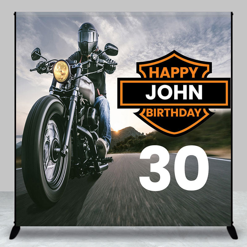 Aperturee - Aperturee Custom Name Road Motorcycle 30th Birthday Backdrop