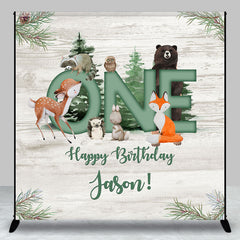 Aperturee - Aperturee Custom Name Safari Wood Grain 1st Birthday Backdrop