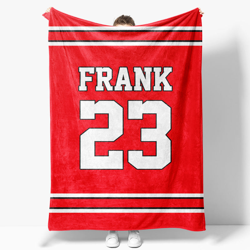 Aperturee - Aperturee Custom Number Name Red White Sport Blanket For Gifts