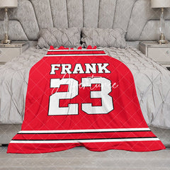 Aperturee - Aperturee Custom Number Name Red White Sport Blanket For Gifts