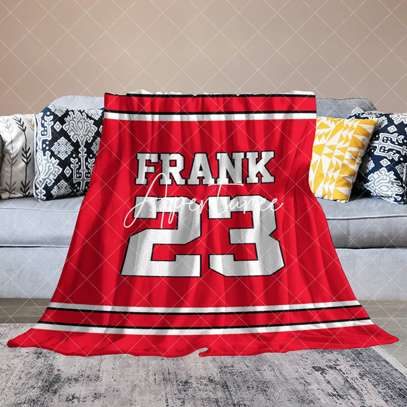 Aperturee - Aperturee Custom Number Name Red White Sport Blanket For Gifts