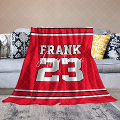 Aperturee - Aperturee Custom Number Name Red White Sport Blanket For Gifts