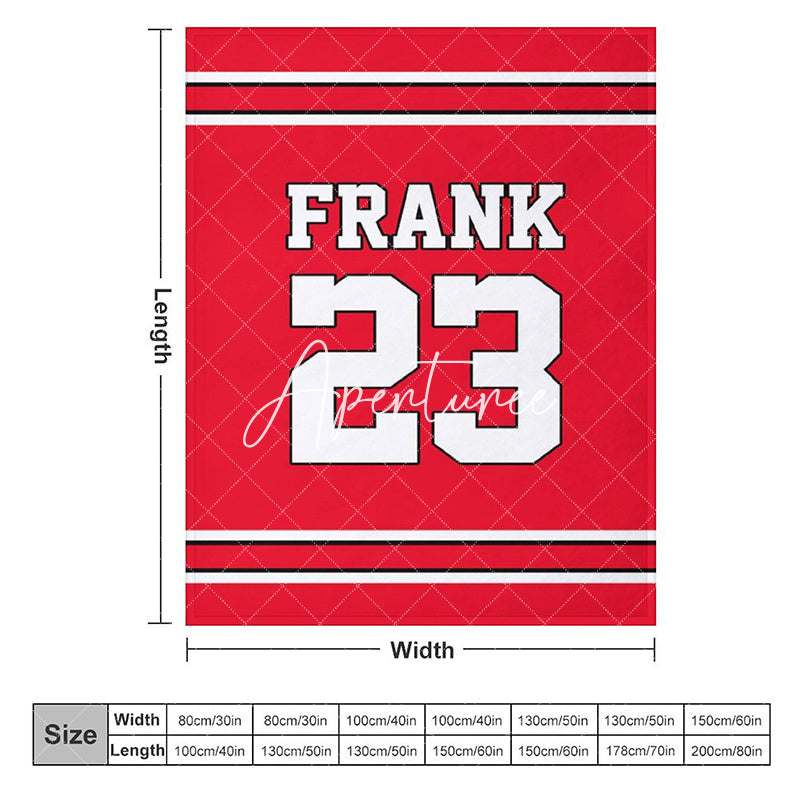 Aperturee - Aperturee Custom Number Name Red White Sport Blanket For Gifts