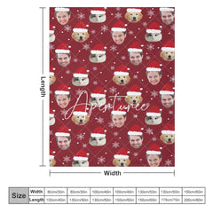 Aperturee - Aperturee Custom Pet Face Photo Snowflake Red Christmas Blanket