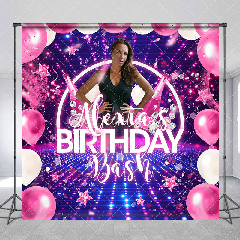 Aperturee - Aperturee Custom Photo Name Stars Balloons Birthday Backdrop