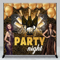 Aperturee - Aperturee Custom Photos Name Gold Balloons Party Night Backdrop