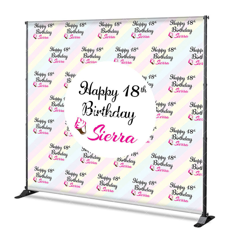 Aperturee - Aperturee Custom Pink 18th Girl Birthday Step And Repeat Banner