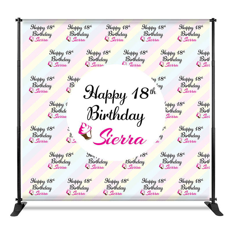 Aperturee - Aperturee Custom Pink 18th Girl Birthday Step And Repeat Banner