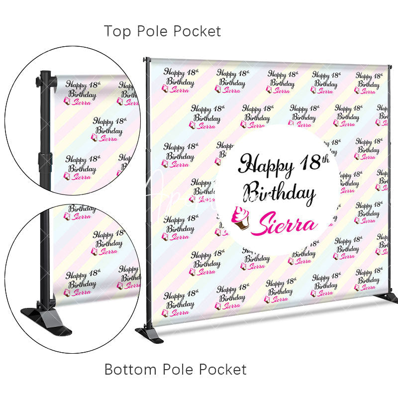 Aperturee - Aperturee Custom Pink 18th Girl Birthday Step And Repeat Banner