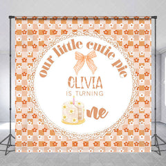 Aperturee - Aperturee Custom Plaid Floral Cutie Pie 1st Birthday Backdrop