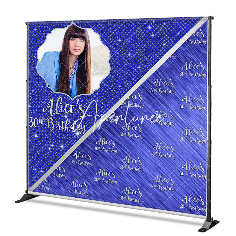 Aperturee - Aperturee Custom Royal Blue Step And Repeat Birthday Backdrop