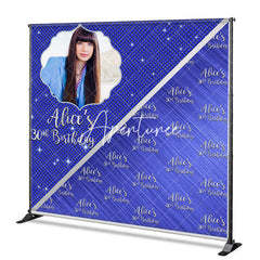 Aperturee - Aperturee Custom Royal Blue Step And Repeat Birthday Backdrop