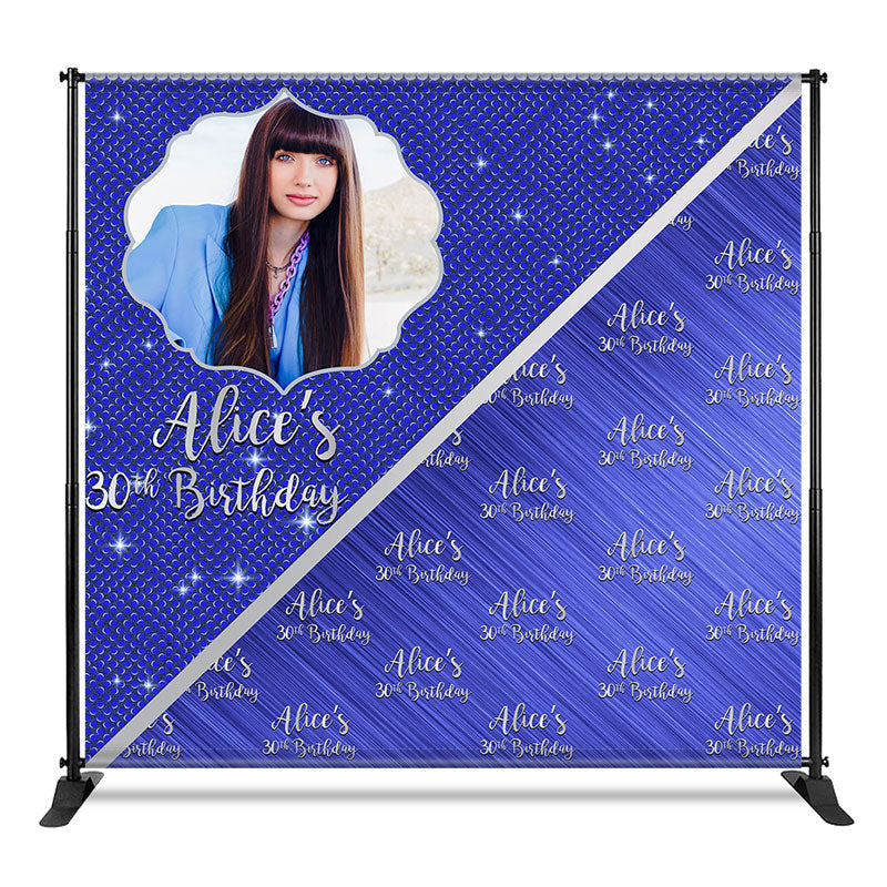 Aperturee - Aperturee Custom Royal Blue Step And Repeat Birthday Backdrop