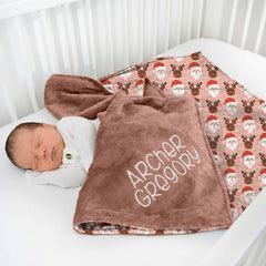 Aperturee - Aperturee Custom Santa Elk Step And Repeat Minky Baby Blanket