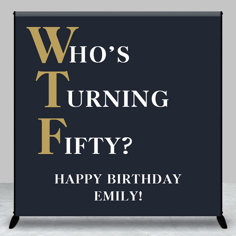 Aperturee - Aperturee Custom Text Name Navy Blue Happy Birthday Backdrop