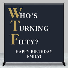 Aperturee - Aperturee Custom Text Name Navy Blue Happy Birthday Backdrop