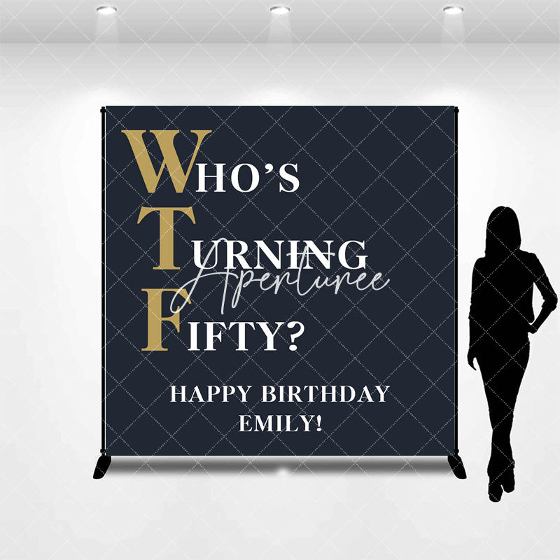 Aperturee - Aperturee Custom Text Name Navy Blue Happy Birthday Backdrop