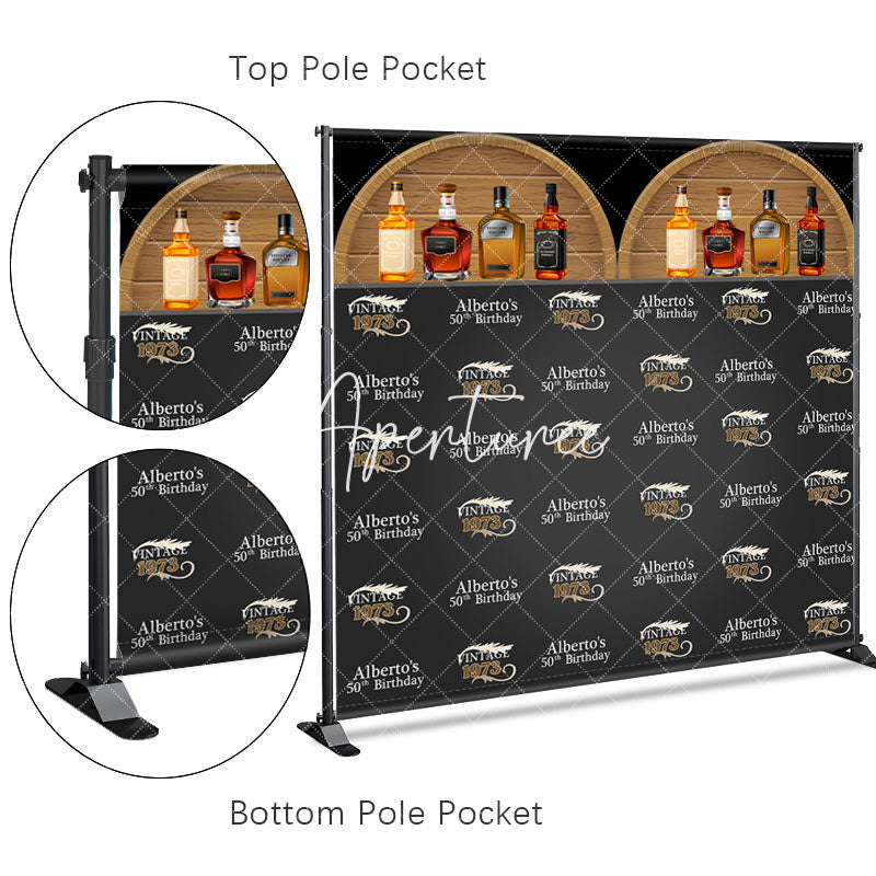 Aperturee - Aperturee Custom Wine Cabinet Step And Repeat Birthday Backdrop