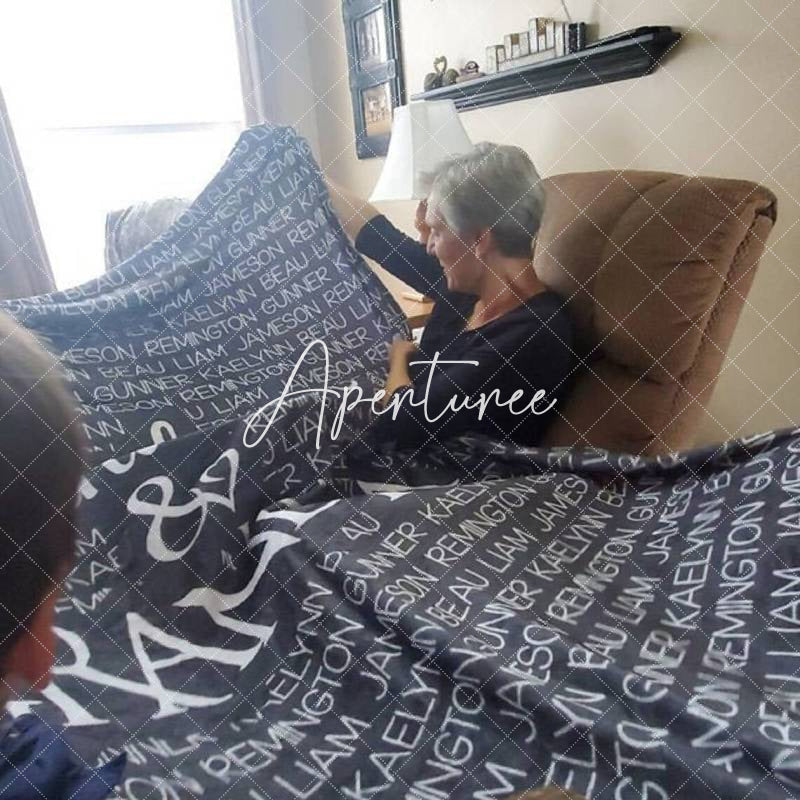 Aperturee - Aperturee Customize Name Fleece Grandparents Blanket Sweet Gift