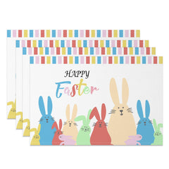 Aperturee - Aperturee Cute Colorful Bunny Happy Easter Set Of 4 Placemats