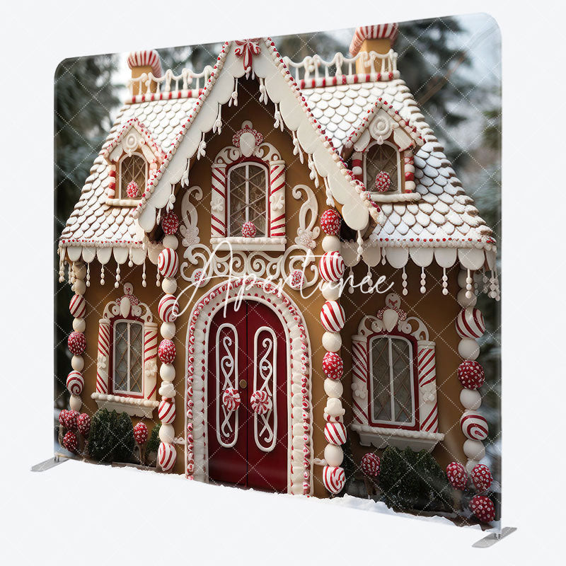 Aperturee - Aperturee Cute Dessert House Christmas Photo Booth Backdrop