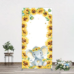 Aperturee - Aperturee Cute Elephant Sunflower Baby Shower Arch Backdrop