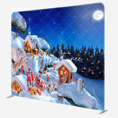 Aperturee - Aperturee Cute Elf Snowy House Christmas Pillow Cover Backdrop