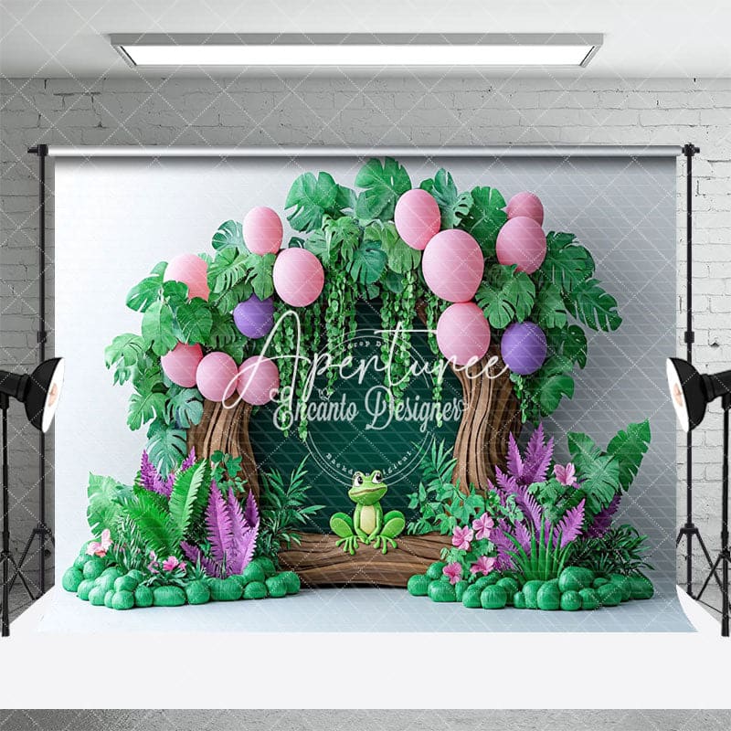 Aperturee - Aperturee Cute Forest Fog Summer Willow Cake Smash Backdrop