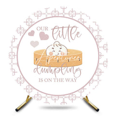 Aperturee - Aperturee Cute Little Dumpling Round Baby Shower Backdrop