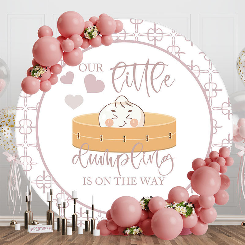 Aperturee - Aperturee Cute Little Dumpling Round Baby Shower Backdrop