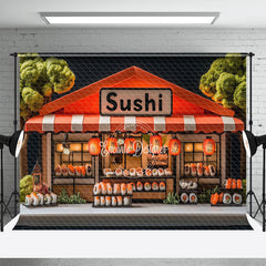 Aperturee - Aperturee Cute Orange Sushi Restaurant Cake Smash Backdrop