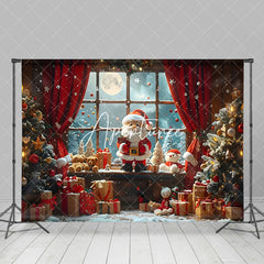 Aperturee - Aperturee Cute Santa Claus Window Moon Christmas Backdrop