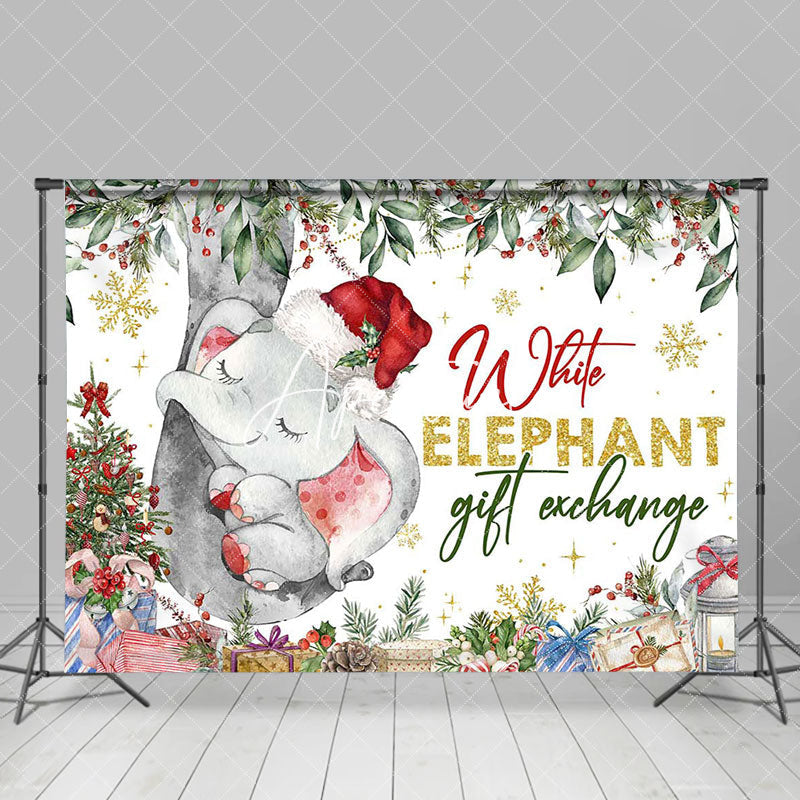 Aperturee - Aperturee Cute Sleeping White Elephant Gift Exchange Backdrop