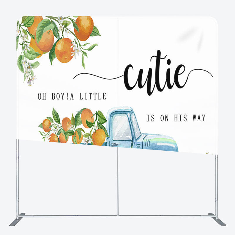 Aperturee - Aperturee Cutie Is On His Way Fabric Backdrop Cover for Baby Shower